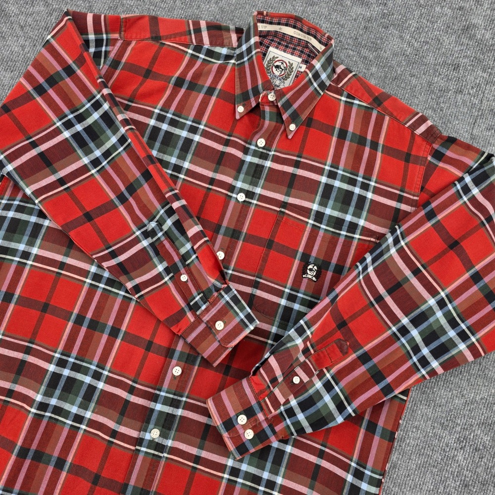 Cinch Mens Red Plaid Long Sleeve Button Down Western Shirt Size M Cotton 0634